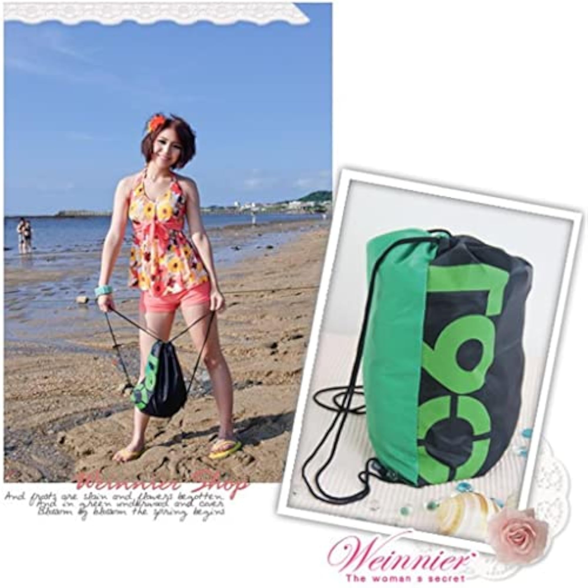 Swimming Drawstring Beach Bag, Sport Waterproof Backpack